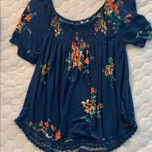 Floral off the shoulder shirt